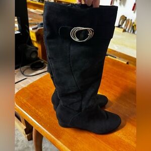 Black Knee-High Boots with Metal detail